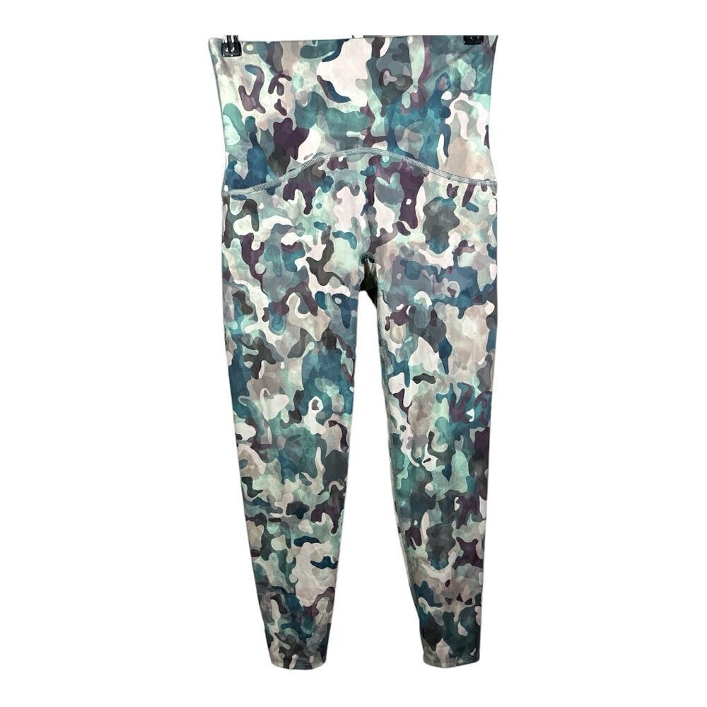 SPANX Women's Booty Boost Active Painted Camo Printed 7/8 Leggings Blue Medium